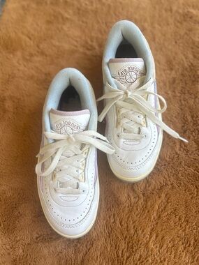 Jordan Kids' White and Light Pink Low-Top Sneakers
